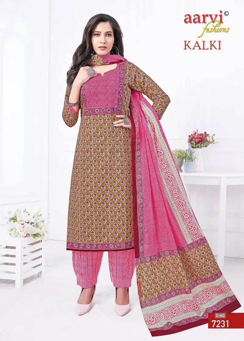 Aarvi Kalki Vol Printed Cotton Kurti Afghani Pant With Dupatta Wholesale Clothing Distributors In India
